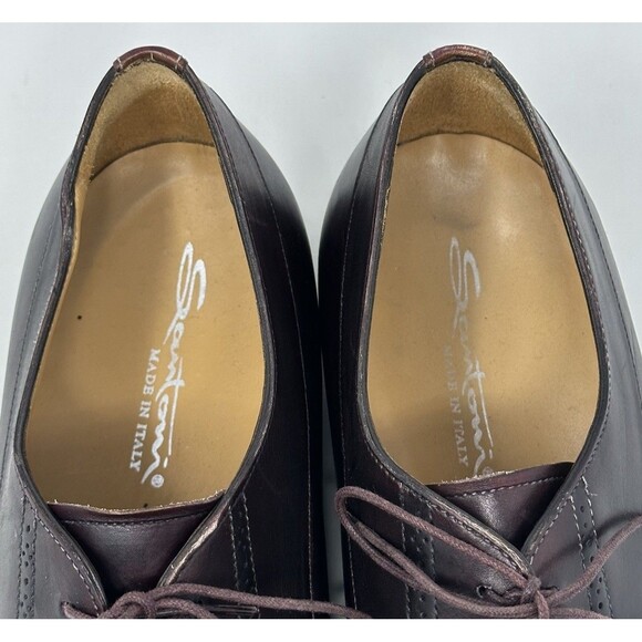 Santoni Cap Toe Derby Shoes Mens 12 D Black Leather Lace Up Loafers Dress Italy main image 12